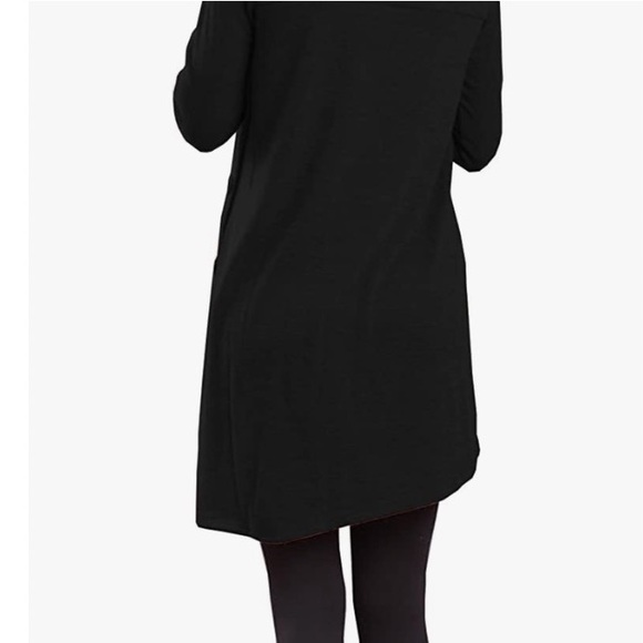 Women's Long Sleeve Scoop Neck Button Side Sweater Tunic Dress - Picture 4 of 5